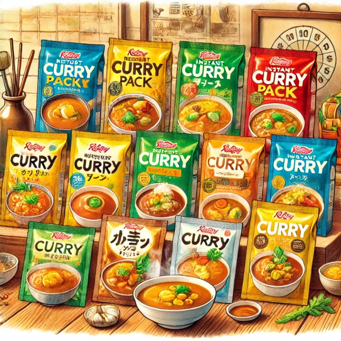 レトルトカレーいっぱいある絵